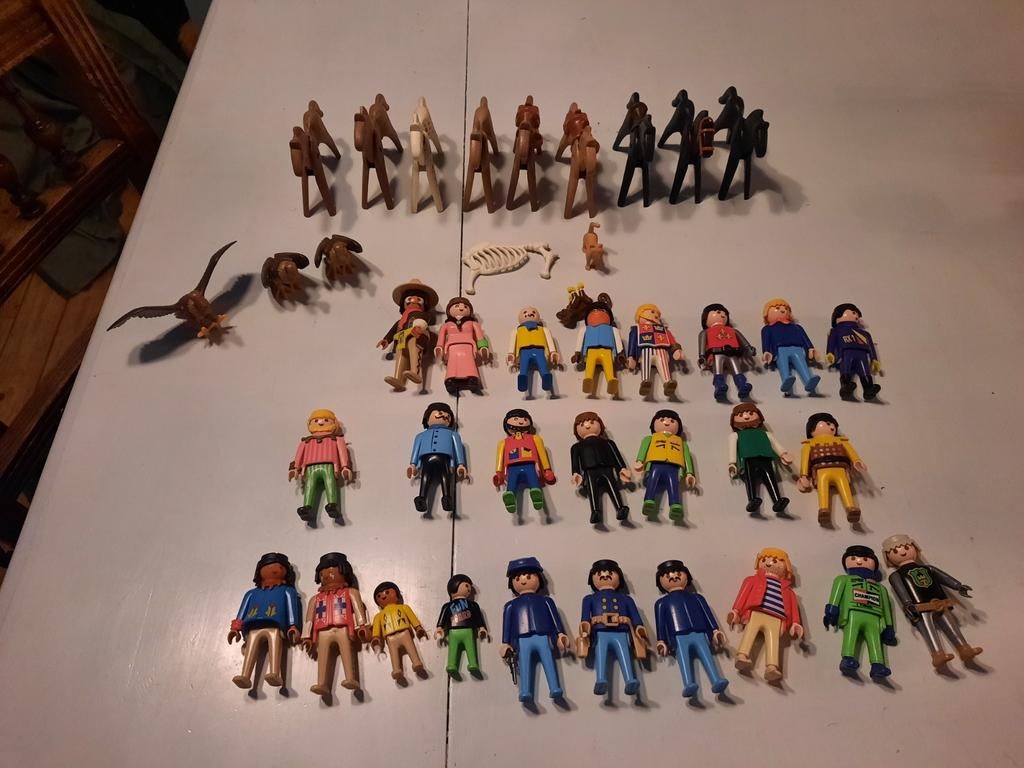 Vintage playmobil poppetjes paardjes en fort, Ophalen of Verzenden, Gebruikt