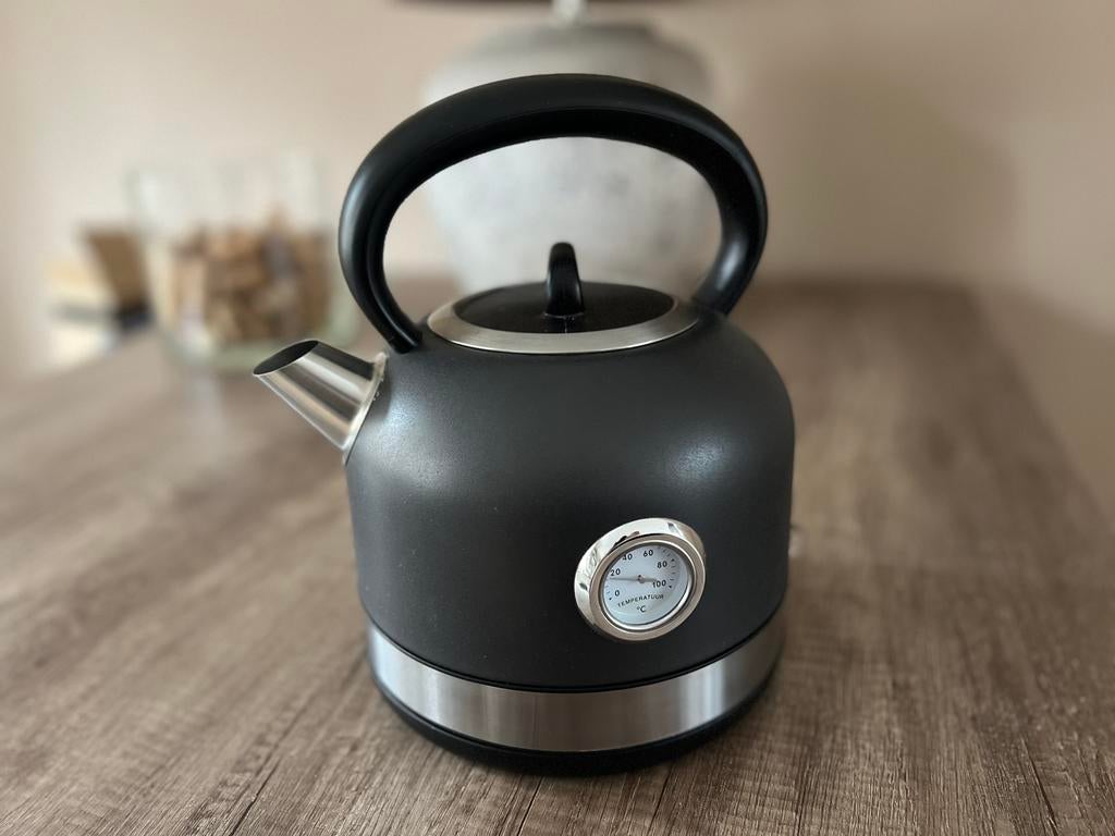Design retro waterkoker incl temperatuurmeter 2150W, 1 tot 2 liter, Ophalen of Verzenden, Zo goed als nieuw