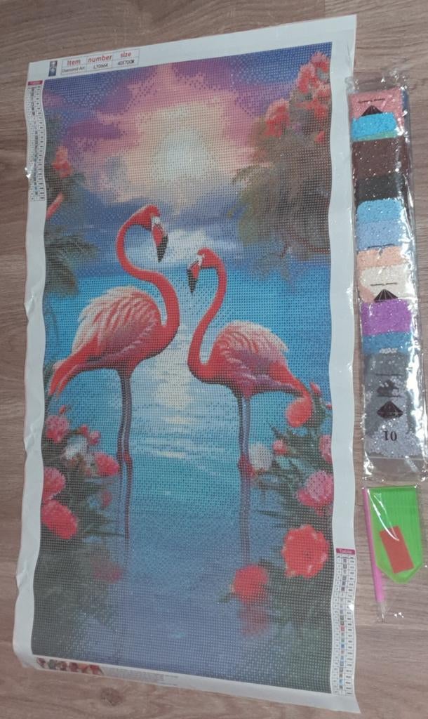 Diamond painting set met flamingo's 40x70, Ophalen of Verzenden, Nieuw, Knutselwerk