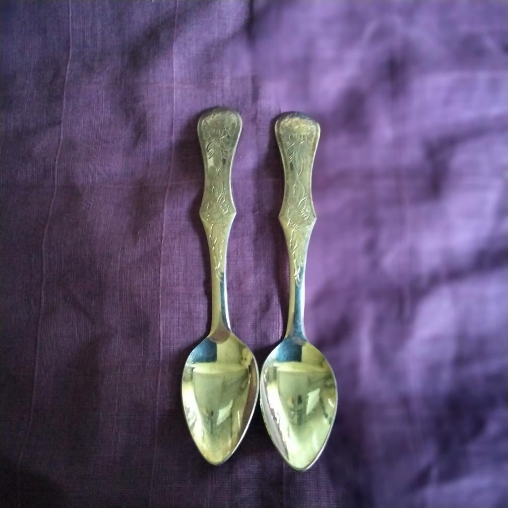 2 verzilverde lepeltjes Bayer en posthoorntje, Ophalen of Verzenden