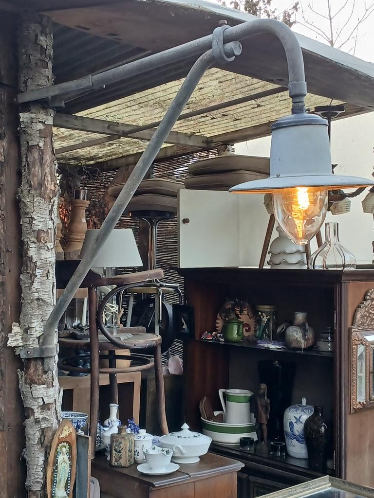 Rustieke Industriële Oude Buitenlamp / Stal Lamp / Wandlamp, Antiek en Kunst, Ophalen