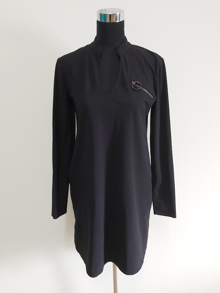 J146 - Zwarte  Jane Lushka jurk met zakjes maat S (1), Maat 38/40 (M), Zwart, Ophalen of Verzenden, Zo goed als nieuw