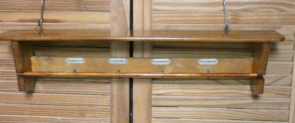 oud handdoekenrek/ keukenrek met naamplaatjes/ voordoek, Antiek en Kunst, Ophalen of Verzenden