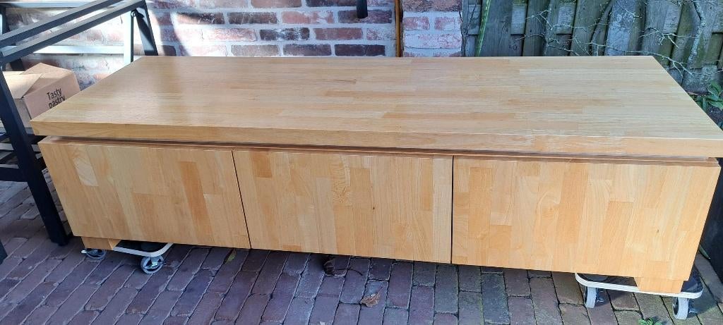 TV meubel, Ophalen, 150 tot 200 cm, Eikenhout, Zo goed als nieuw
