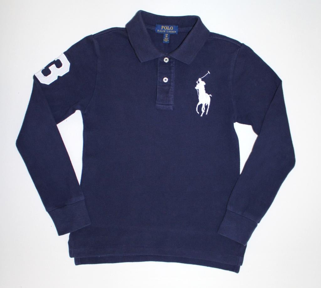 Ralph Lauren rugby polo navy bigpony wit maat 140, Trui of Vest, Ophalen of Verzenden, Zo goed als nieuw, Jongen