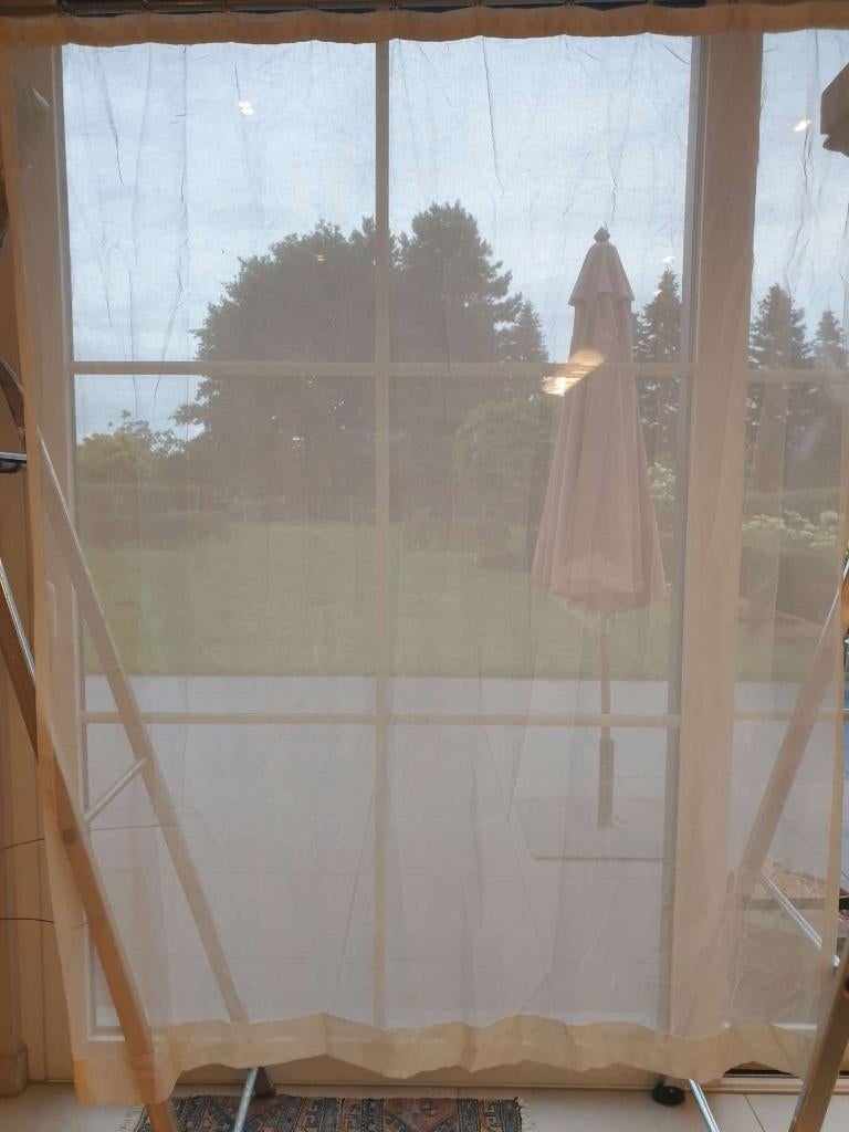 3x glasgordijn gordijn ecru B 135 x H 160 cm, Huis en Inrichting, Ophalen of Verzenden, Gebruikt, 150 tot 200 cm, 150 tot 200 cm