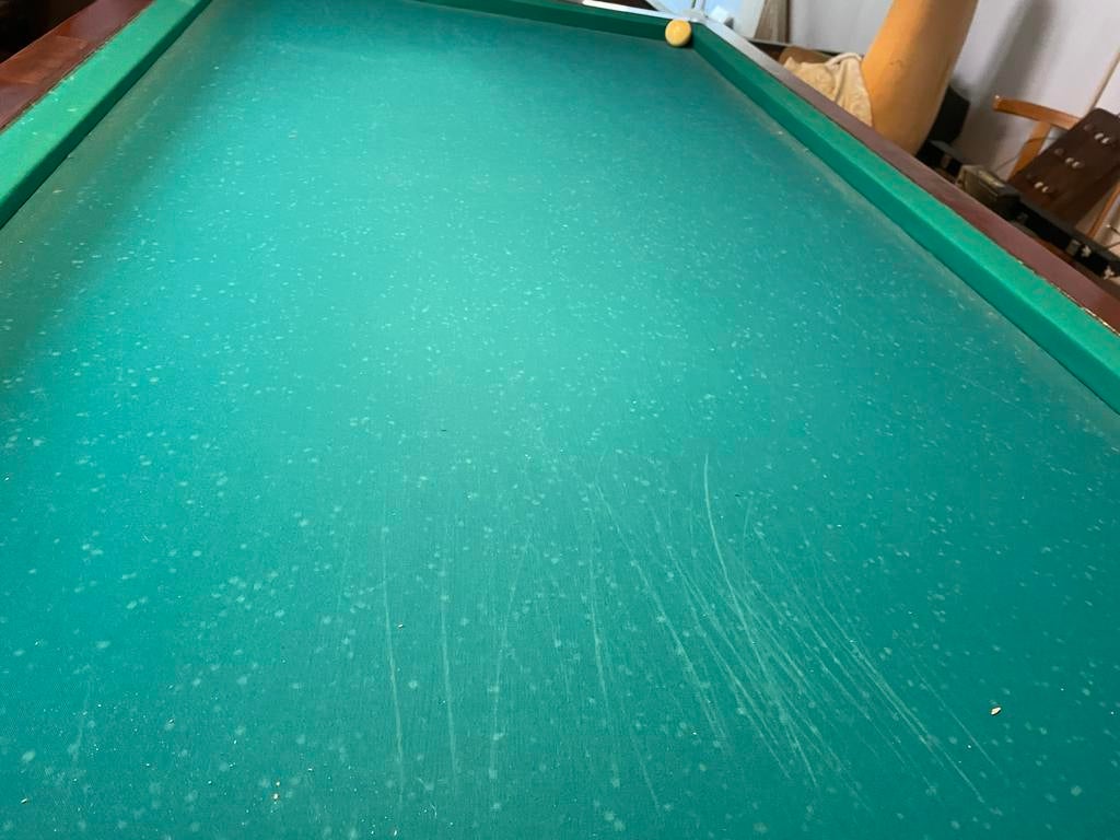 Houten biljarttafel met groen laken, Ophalen, Gebruikt, Biljarttafel