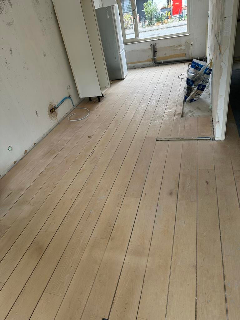 Esdoorn houten vloer 2-2.5 cm dik - Zelf uithalen, Ophalen, Gebruikt, Vloerdelen of -planken, 10 m² of meer