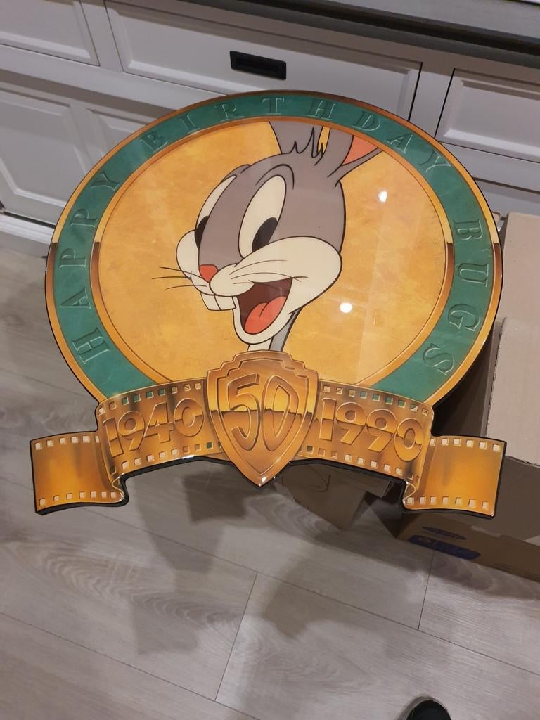Looney Tunes Bugs Bunny 50 Jaar Jubileum Plaat, Verzamelen, Disney, Ophalen of Verzenden, Overige figuren, Gebruikt, Plaatje of Poster