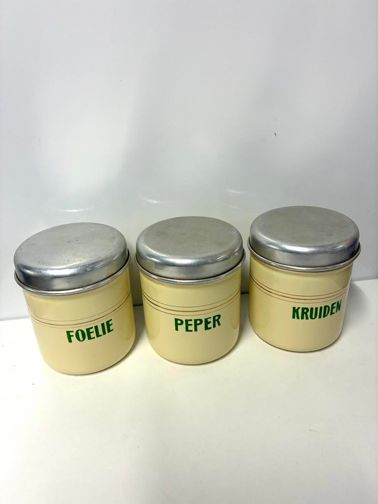 3 prachtige kleine emaille blikken, Ophalen of Verzenden