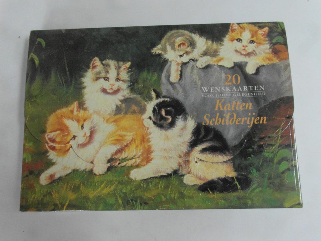 Box met 20 wenskaarten met envelop, afbeeldingen van katten, Ophalen of Verzenden, Nieuw