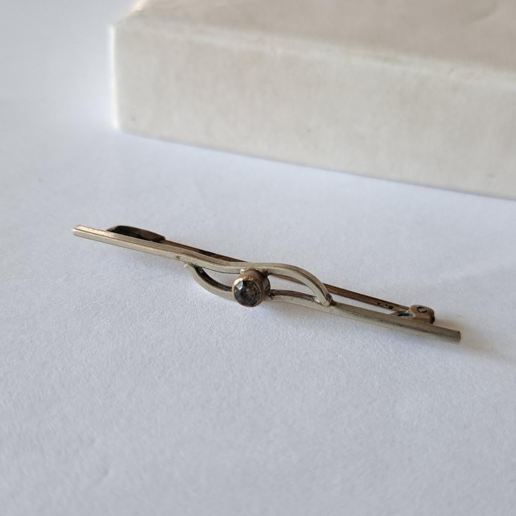 Antiek oude broche langwerpig met steentje, Sieraden, Tassen en Uiterlijk, Antieke sieraden, Verzenden, Overige materialen, Broche