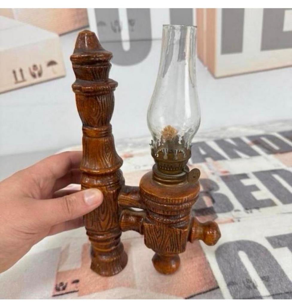 Antiek 1980 vintage wandlamp olielamp stormlamp lantaarn, Ophalen of Verzenden