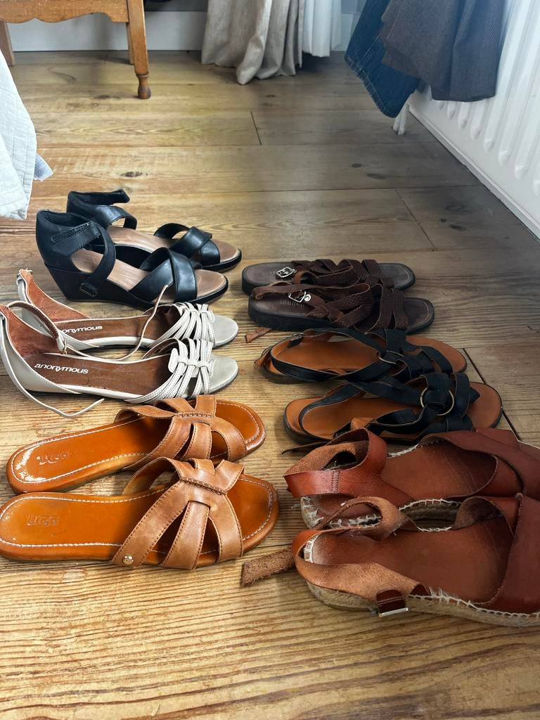 Sandalen maat 39 diverse merken, Ophalen of Verzenden, Gedragen, Bruin, Sandalen of Muiltjes