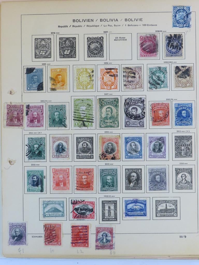 BOLIVIA - veel OUD/KLASSIEK - op albumbladen - (J.36) - 1/2, Postzegels en Munten, Postzegels | Volle albums en Verzamelingen