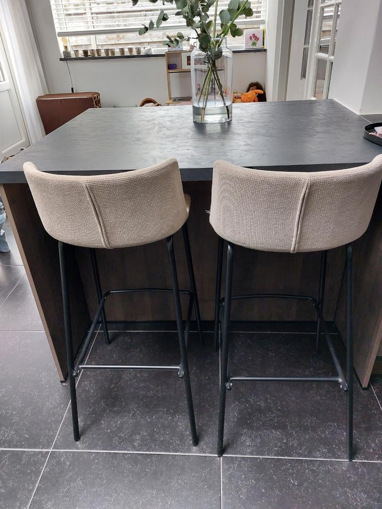 Barkrukken 2 stuks, Huis en Inrichting, Barkrukken, Ophalen, Met voetsteun, 60 tot 90 cm, Zo goed als nieuw