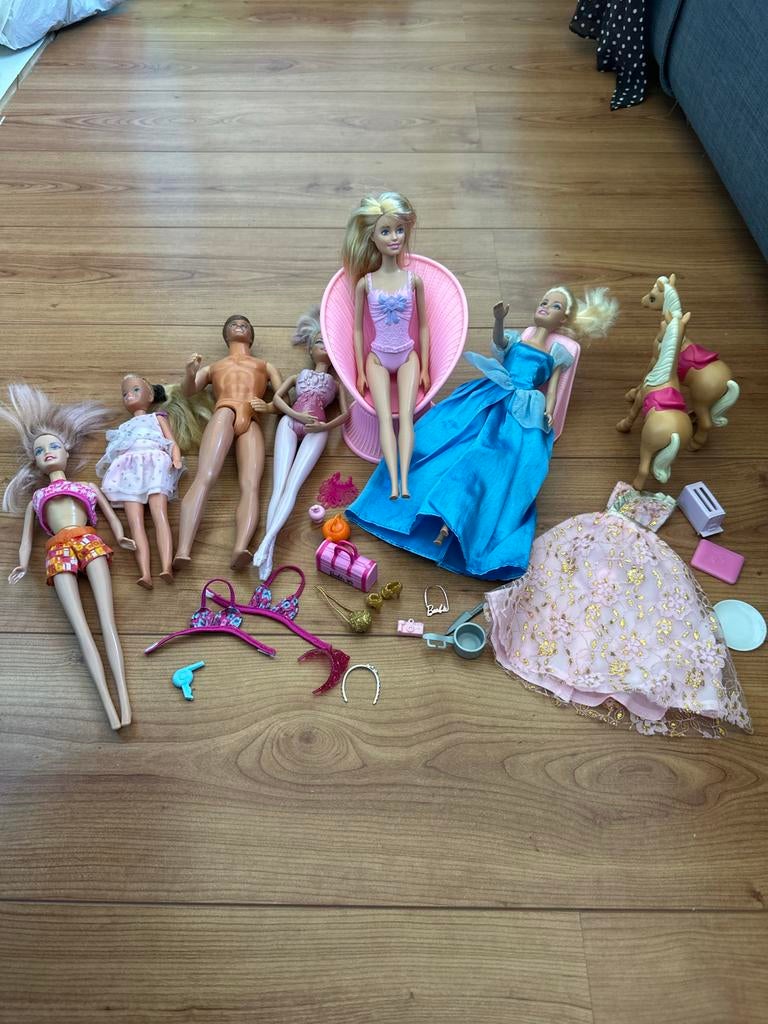 Barbies met kleding en accessoires, Ophalen of Verzenden, Gebruikt, Meisje