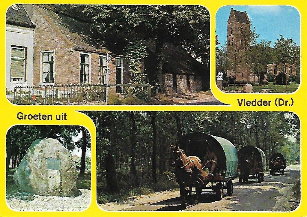 Vledder- -4-luik., Verzamelen, Verzenden, 1980 tot heden, Gelopen, Drenthe