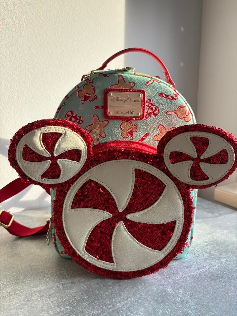 Disney Parks Loungefly kerst, Verzamelen, Disney, Ophalen of Verzenden, Mickey Mouse, Gebruikt, Tas, Koffer of Zak