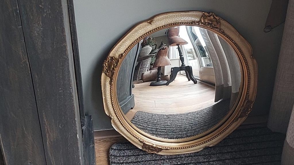 Oude Butlerspiegel met gouden barok lijst!, Ophalen of Verzenden, Rechthoekig, Minder dan 50 cm