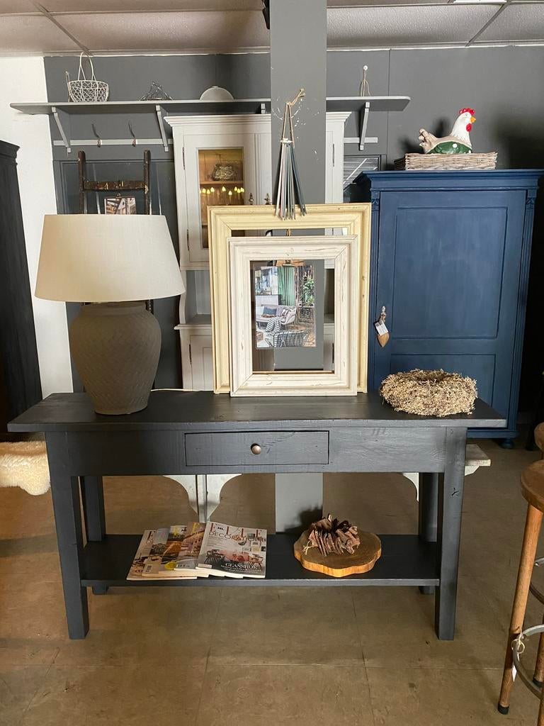 Brocante sidetable Gris, Ophalen, Zo goed als nieuw, 25 tot 50 cm, Rechthoekig
