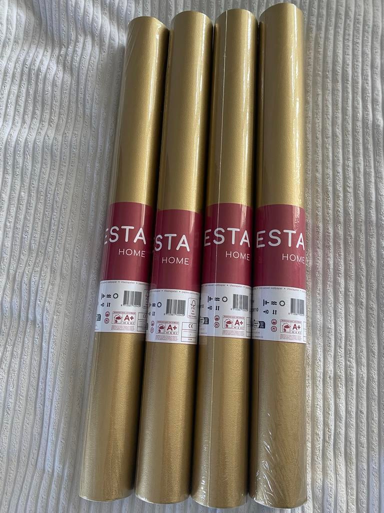 4 rollen Esta Home vliesbehang goud, Ophalen of Verzenden, 10 tot 25 m², Geel