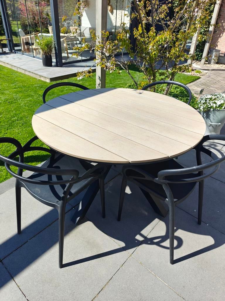 Polywood ronde tuintafel 120 cm, Ophalen, Zo goed als nieuw, Kunststof