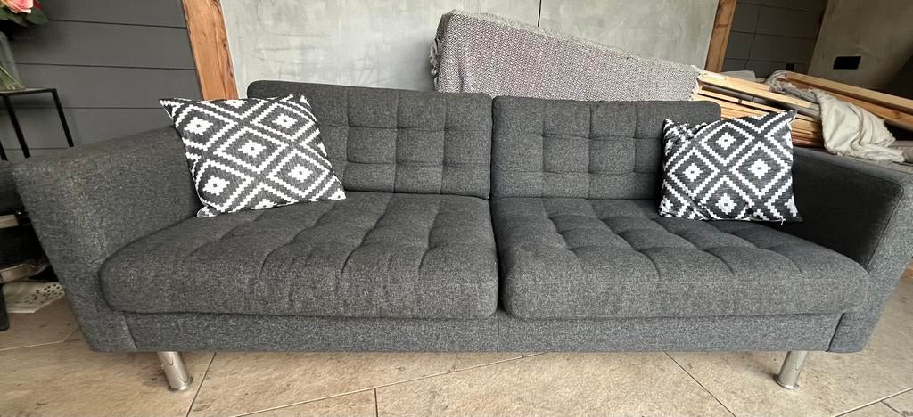 Ikea bankje met poef kleur grijs gemêleerd, Gebruikt, Driepersoons, 75 tot 100 cm, Ophalen of Verzenden