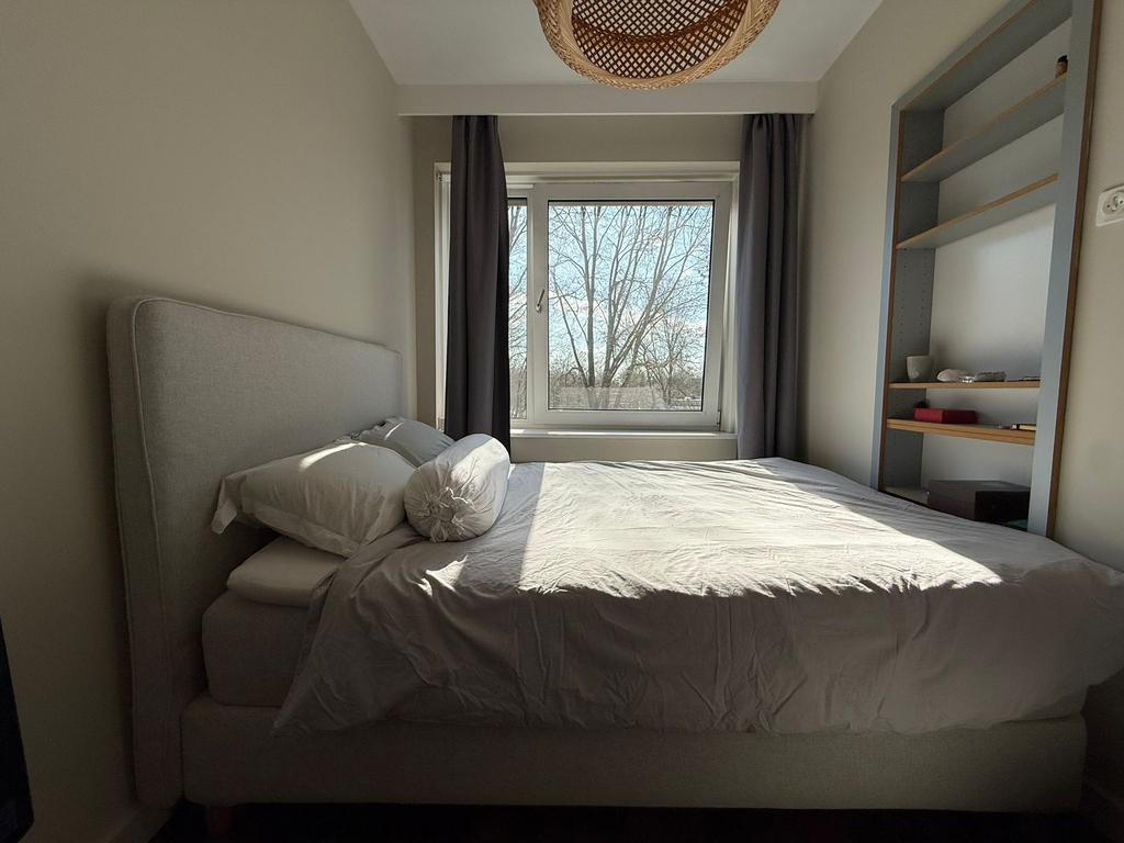 IKEA Dunvik Boxspring 140x200 met Arnavik hoofdbord, Ophalen, Beige, Tweepersoons, 140 cm