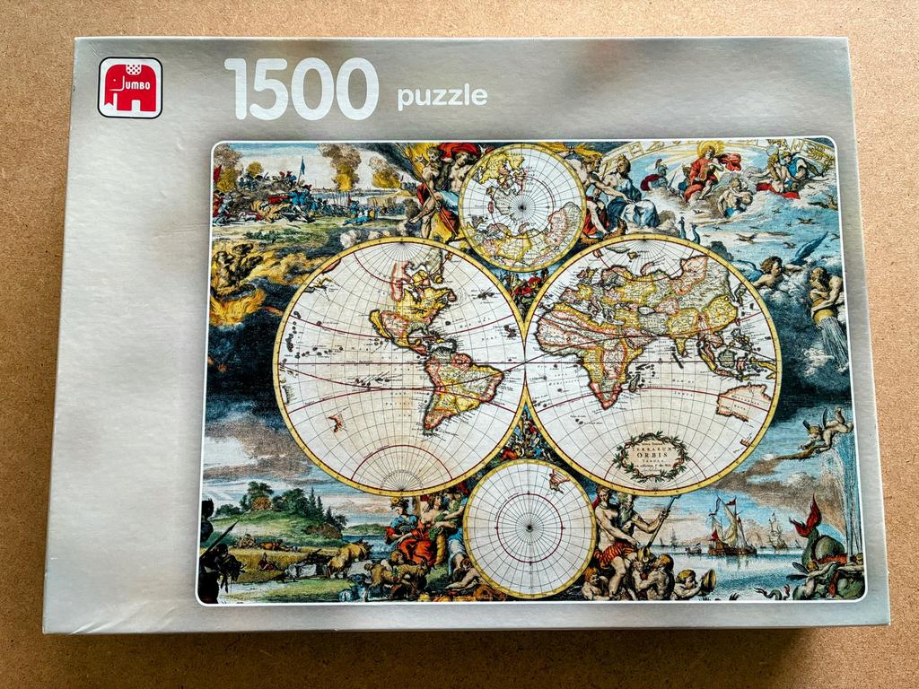 Jumbo puzzel, 1500 stukjes, Antieke landkaart, Ophalen of Verzenden, 500 t/m 1500 stukjes, Zo goed als nieuw