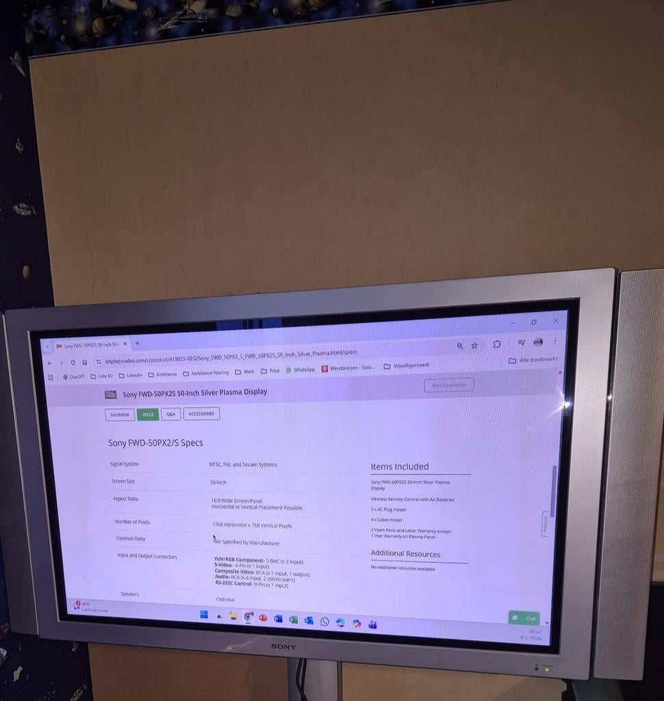 SONY Plasma televisie TV zilver 50-Inch, Computers en Software, Monitoren, Ophalen, Gebruikt, Sony