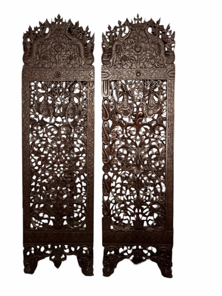 Laat 19de Eeuwse Hardhouten Birmaanse Panelen, Ophalen