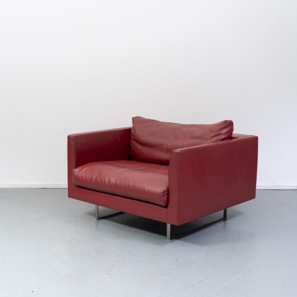 1x Montis Axel 1,5 zits Rood leder, Niet ingevuld, Niet ingevuld, Leer, Ophalen of Verzenden