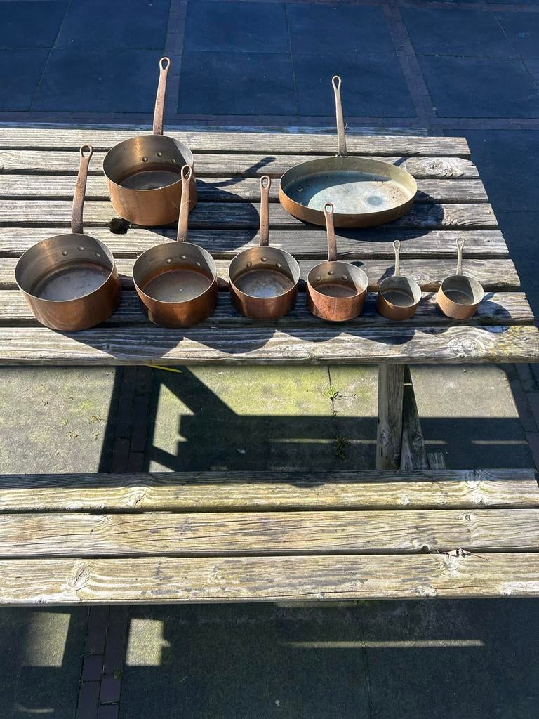 8-delige koperen pannen Metaux Ouvres Vesoul Art et Cuisine, Antiek en Kunst, Ophalen, Koper