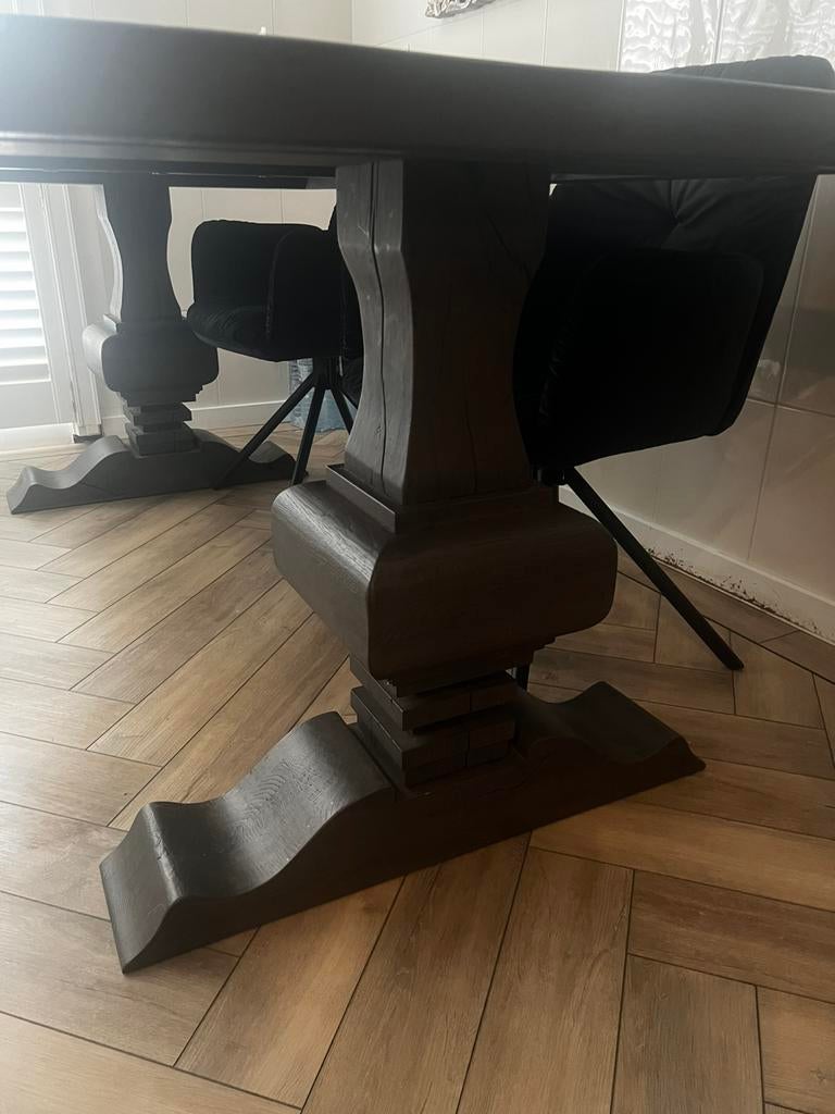 Kloostertafel eettafel zwart antraciet massief van De Bommel, Ophalen of Verzenden, Zo goed als nieuw, Hout