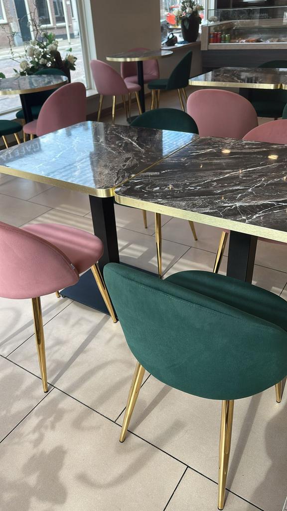 marmere tafels met gouden rand, Ophalen, Gebruikt, Rond