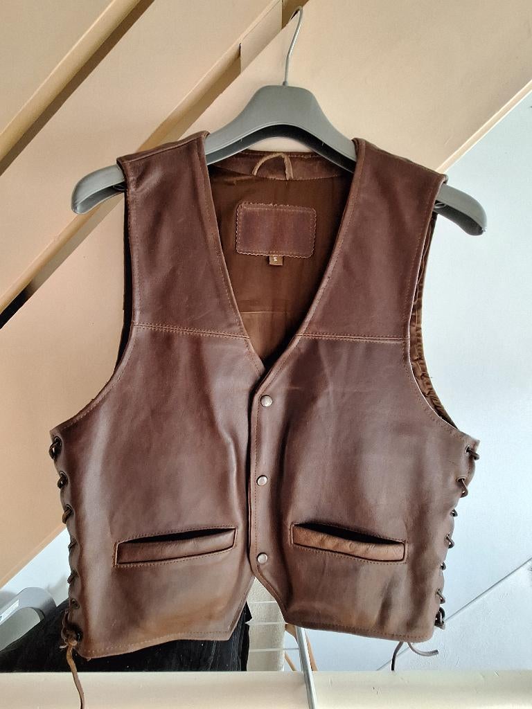 Stoer bruin leren gilet, Ophalen, Tweedehands, Heren, Overige typen