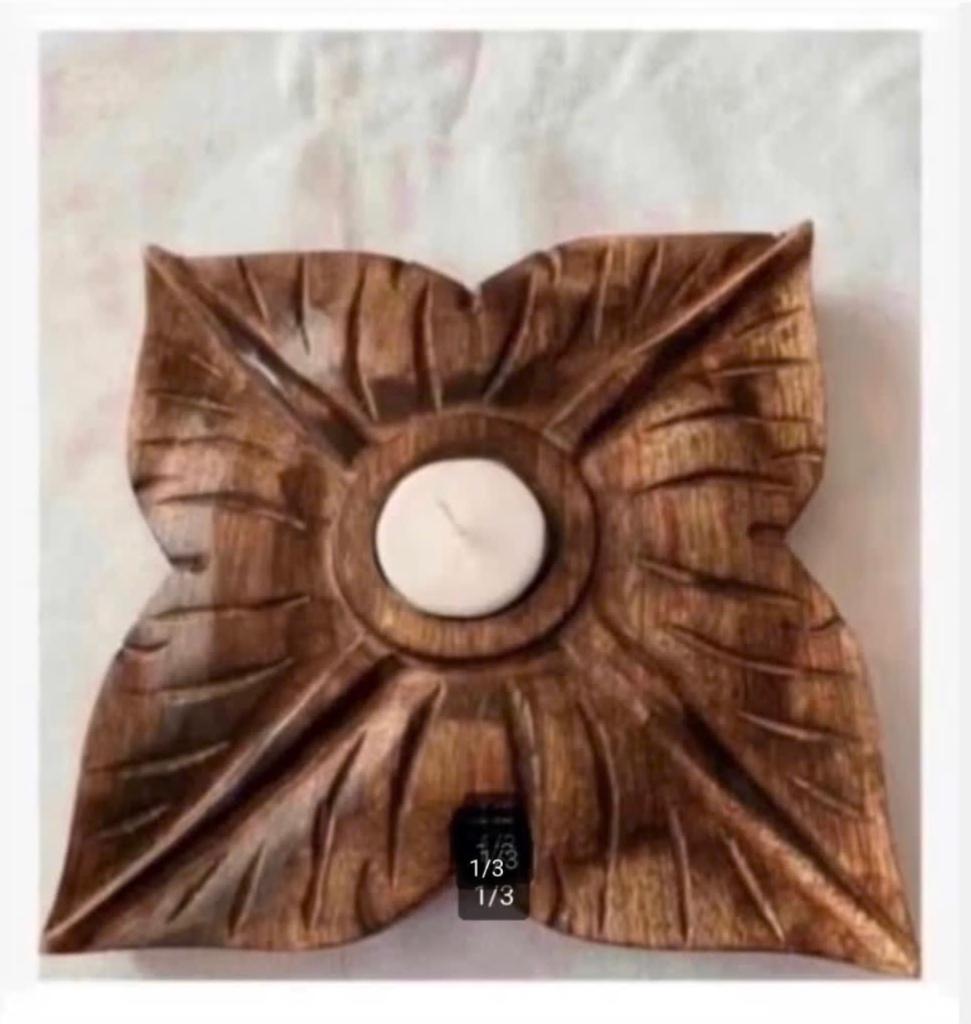 Houten PTMD waxinelicht houder, 17 x 17 cm, Overige materialen, Nieuw, Ophalen of Verzenden, X