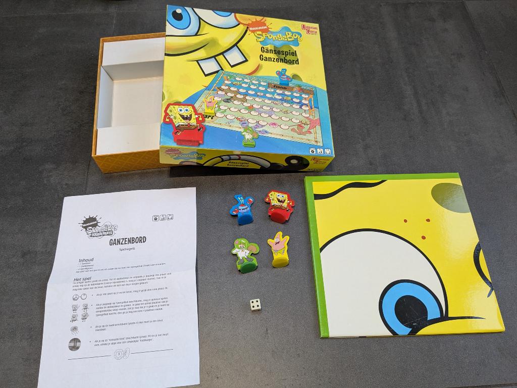 Spongebob squarepants ganzenbord bordspel netjes, Hobby en Vrije tijd, Gezelschapsspellen | Bordspellen, Zo goed als nieuw, Een of twee spelers