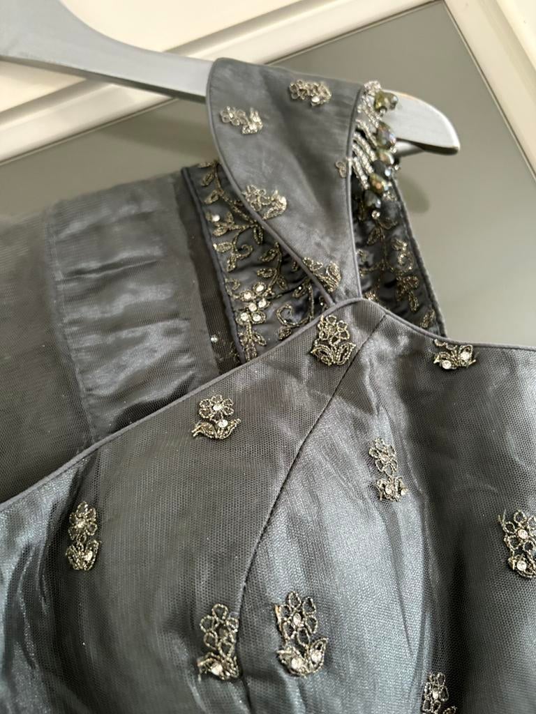 Lagenga/ghagra zilver grijs maat 40/42, Kleding | Dames, Maat 38/40 (M), Ophalen of Verzenden, Zo goed als nieuw, Grijs