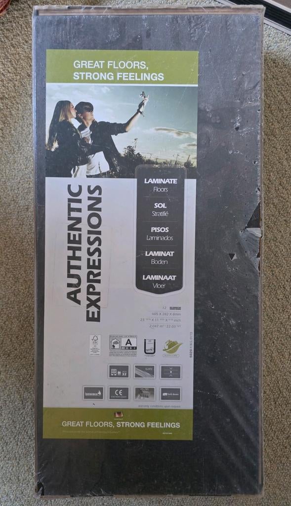 Nieuw pak laminaat -2,047m²-8 mm- antraciet/bruin-marmerlook, Ophalen, Kunststof, 50 tot 150 cm, Nieuw