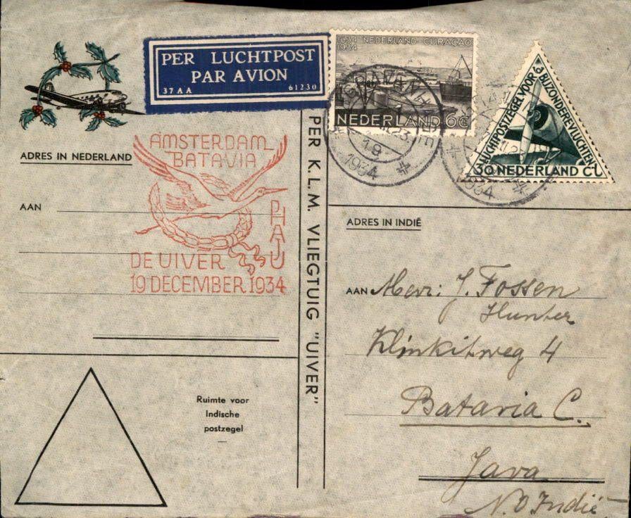 Nederlands Indië - De Uiver - 1934, Ophalen of Verzenden, Envelop