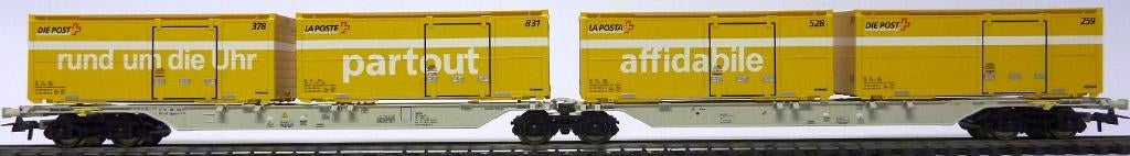Roco 66569 Draagwagen 2-delig 4 x 20 Ft Post SBB, Gelijkstroom, Ophalen of Verzenden, Roco, Analoog