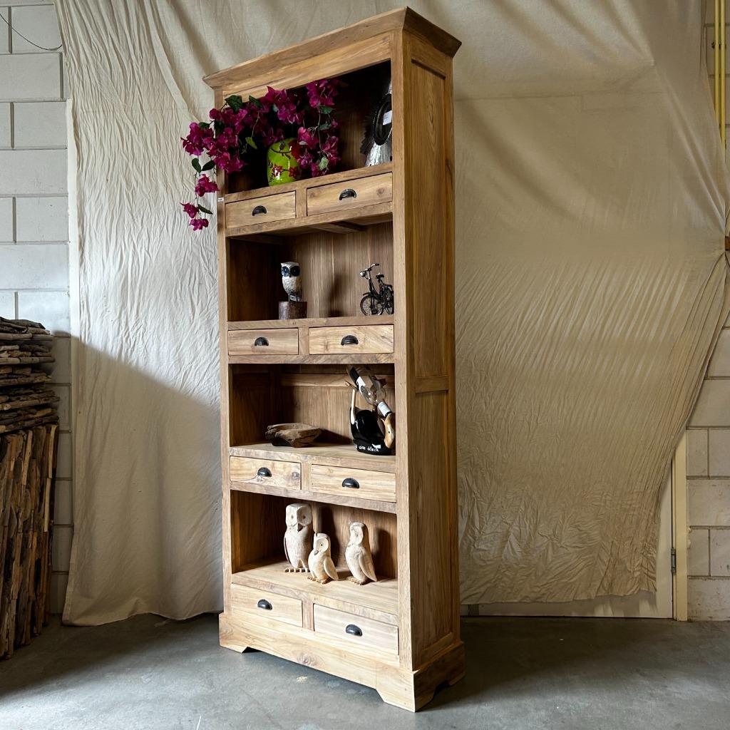 Boekenkast - massief teakhout- vanaf € 299,- Bij TTM Wonen, Met plank(en), 100 tot 150 cm, Www.ttmwonen.nl, Teakhout