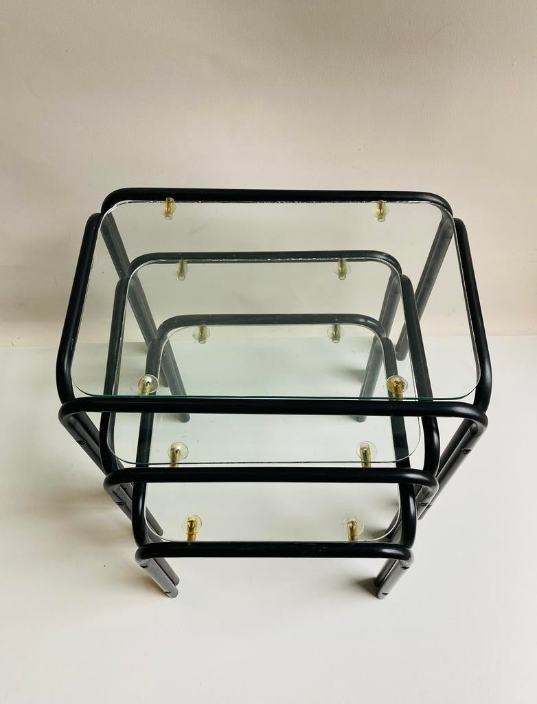 Jaren 80 mimi bijzettafels (3) nesting tables, Ophalen, Huis en Inrichting