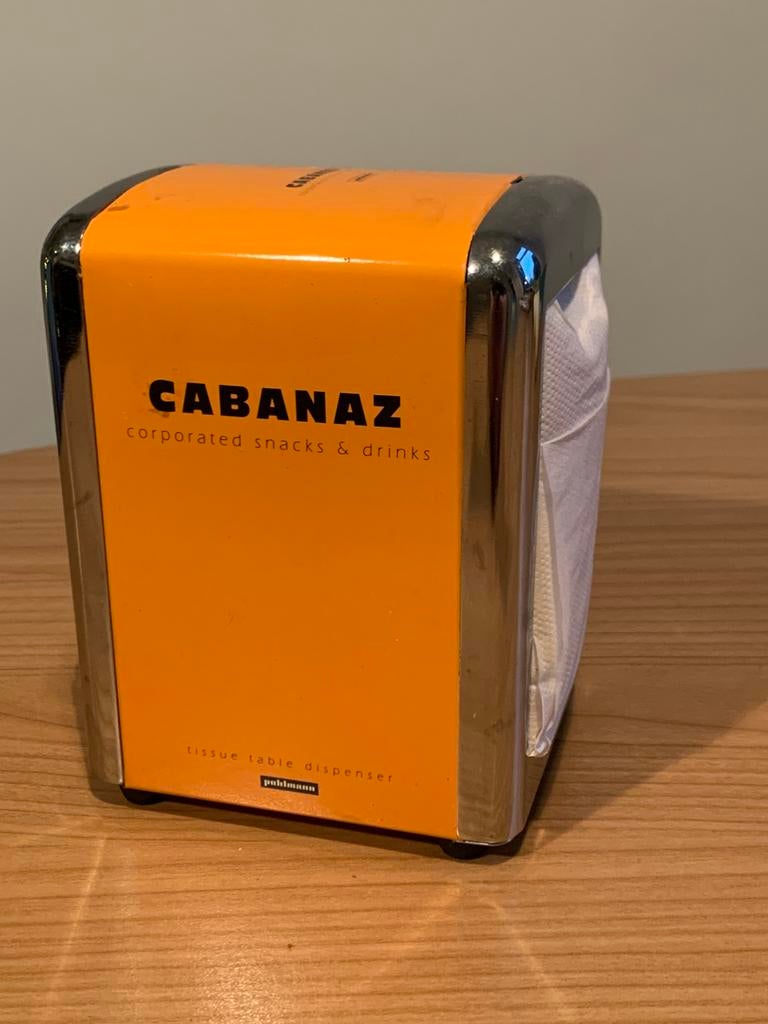 Cabanaz retro servetdispenser, chroom en oranje, Ophalen of Verzenden, Zo goed als nieuw