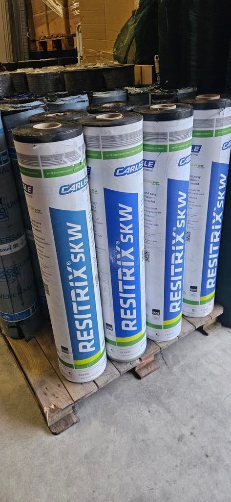 Dakleer , vele soorten ,resitrix ,icopal, derbigum ,Soprema, Ophalen, Overige materialen, Zwart, Nieuw