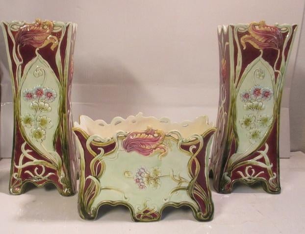 art nouveau keramiek bloemenset B. Bloch Eichwald, Antiek en Kunst, Antiek | Keramiek en Aardewerk, Ophalen