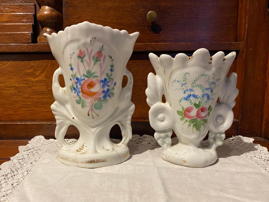 Biedermeier porseleinen bruidsvaasjes stolp Vieux de Paris , Antiek en Kunst, Ophalen of Verzenden