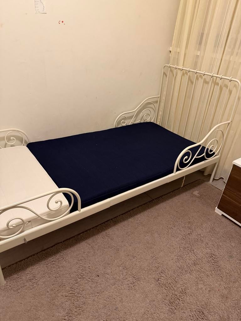 Ikea Meegroeibed + Matras, Kinderen en Baby's, Ophalen, Gebruikt, 180 cm of meer, 70 tot 85 cm